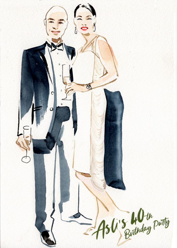 Illustration Asli Projects Wedding Live Event Portrait Guest Portrait Couple